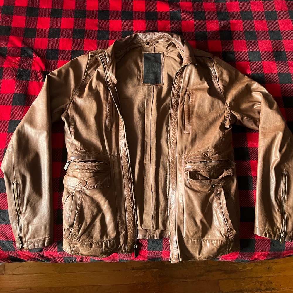 Brown leather jacket